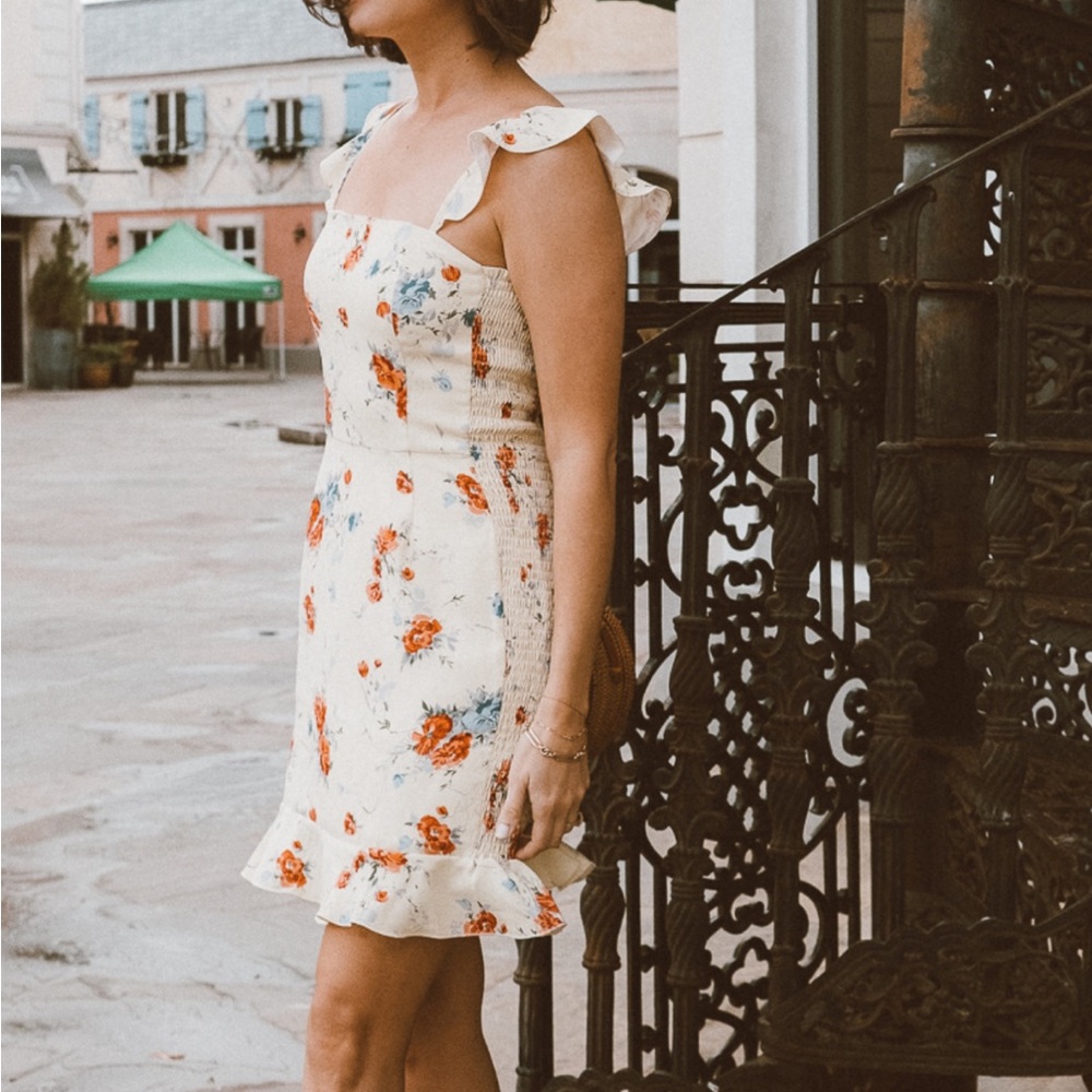 Wayf floral yellow minidress women’s small